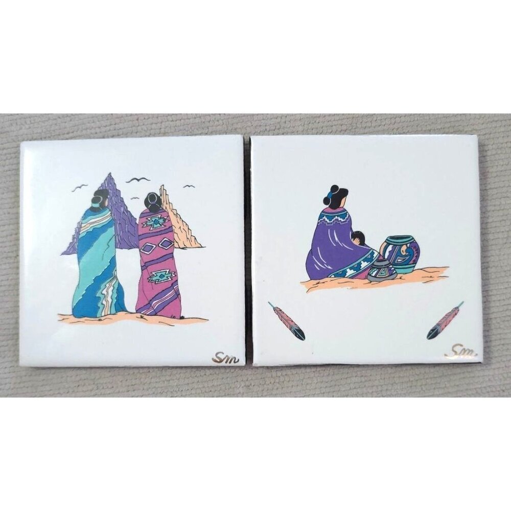 Lamosa Handcrafted Mexican Ceramic Tiles Vibrant Indigenous Art 4.25" x 4.25"